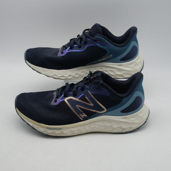 New Balance Women's 9 Fresh Foam Arishi V4 Shoes Sneakers Blue Gold NO Insoles - Picture 3 of 12
